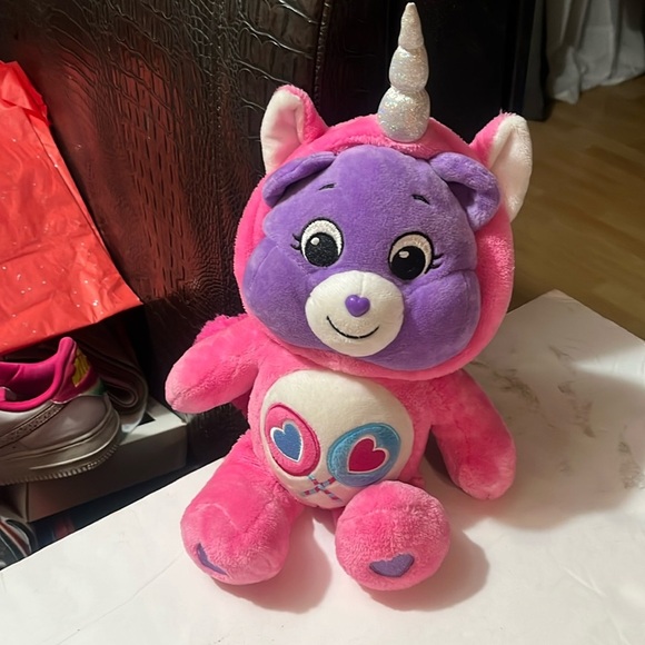 Care Bears 12” Share Bear Unicorn 2021 Hoodie Friends Collector Purple Plush - Picture 2 of 11